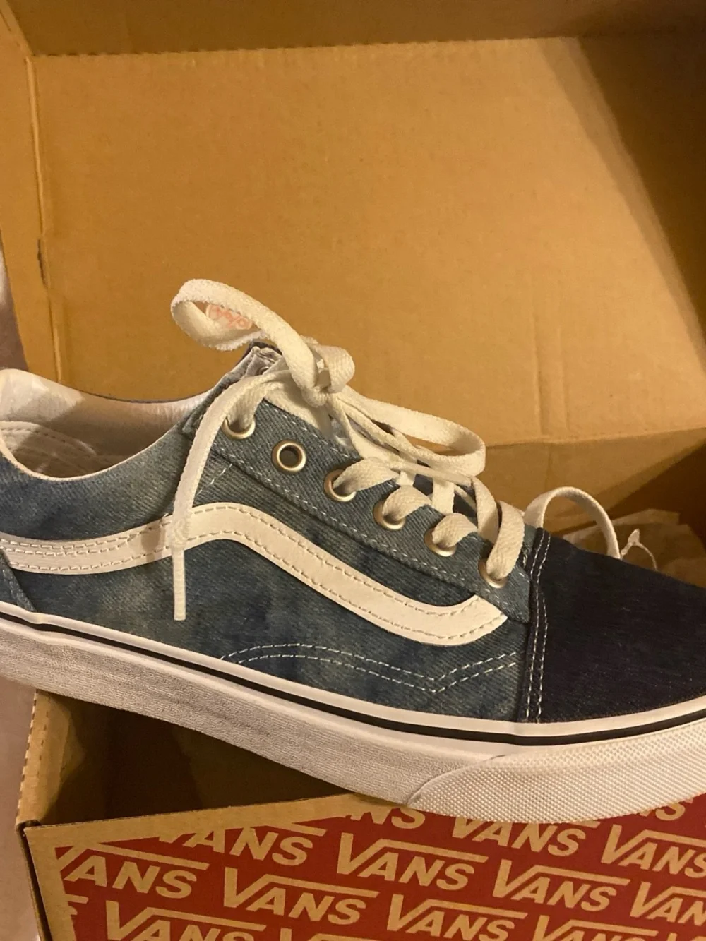 Vans Kids Denim Two-Tone Blue Old Skool Sneakers
